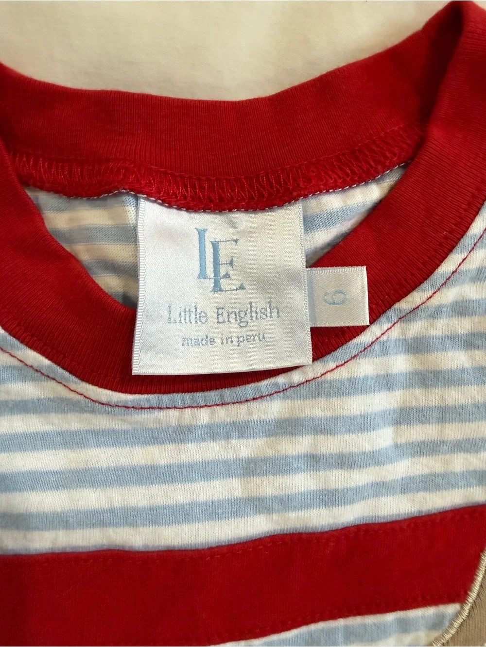 Little English Light Blue & Red Baseball Applique Tee